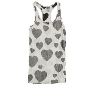 Scratch Womens Hearts Tank Top, White, NWT